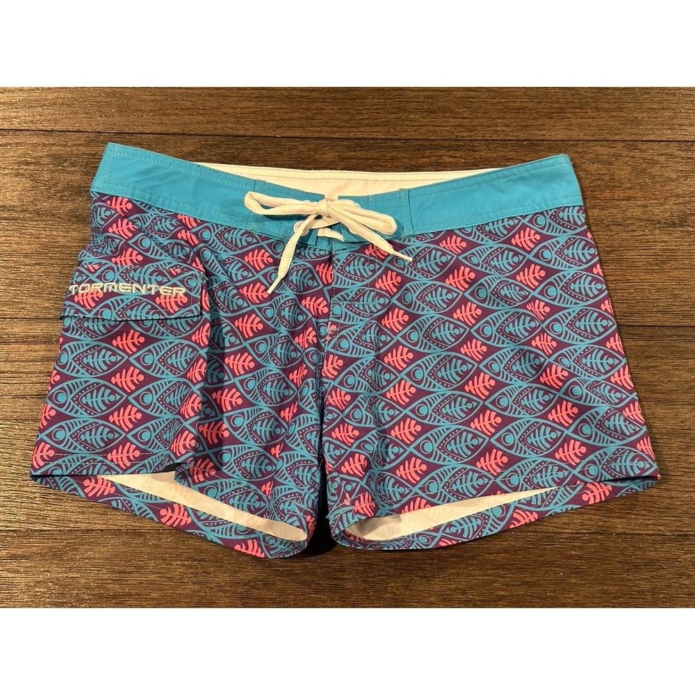 Tormenter Women's‎ Board Shorts Size 8 fish stretch Surf Swim Drawstring beach